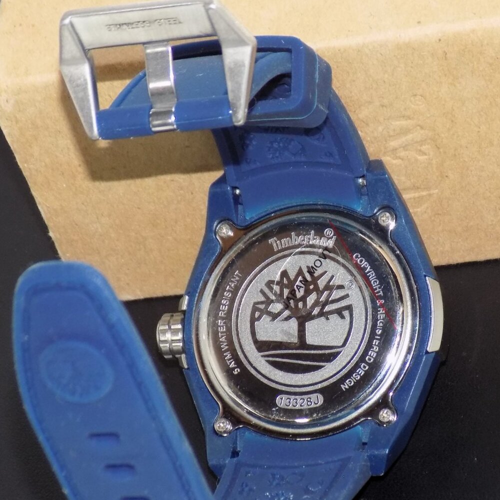 New Timberland Radler Navy Blue Watch 13328J Embossed Face & Band. Working. - Picture 6 of 9